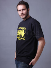 Fantastique noir col rond manches courtes 100% coton pour hommes T-shirt