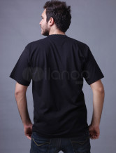 Fantastique noir col rond manches courtes 100% coton pour hommes T-shirt