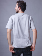 Coton gris clair manches courtes col rond 100% Hommes T-shirt