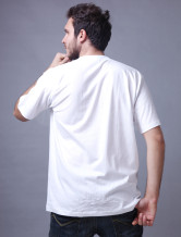 Coton Soft White manches courtes col rond 100% Hommes T-shirt
