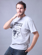 Confortable gris clair manches courtes col rond 100% coton T-shirt pour les hommes