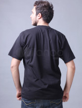 Cool noir manches courtes col rond 100% coton T-shirt pour les hommes