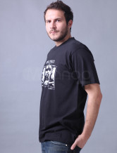 Attractive noir manches courtes col rond 100% coton T-shirt pour les hommes