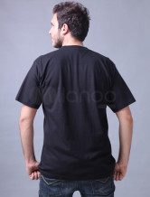 Attractive noir manches courtes col rond 100% coton T-shirt pour les hommes