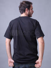 Qualité confortable noir manches courtes col rond 100% coton T-shirt pour les hommes