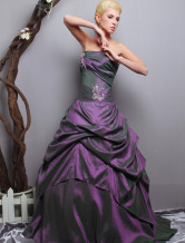 2012 Strapless Grape Floor Length Taffeta Ball Gown Dress