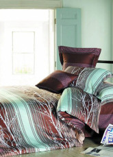 4-pc Elegant Deep Brown Cotton Duvet Cover Bedding Set
