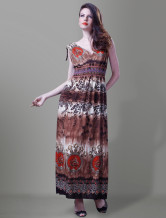 Polyester Classic coton sans manches Femme Bohême une robe Piece