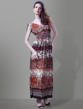 Polyester Classic coton sans manches Femme Bohême une robe Piece