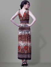 Polyester Classic coton sans manches Femme Bohême une robe Piece