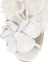 Sandales blanches à talons hauts avec applique de filet et bandage 