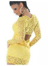 Lingerie Sexy Dress Féminine Dentelle Jaune Sexy Splendide