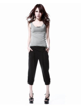 Noir 98 % coton 2 % Spandex Womens pantalon