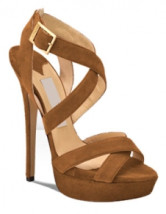 Sandales brunes de 4 3/4'' talons avec plate-forme en velours 