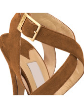 Sandales brunes de 4 3/4'' talons avec plate-forme en velours 