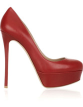 Escarpins rouges de  4 3/4'' talons en peau de mouton 