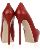 Escarpins rouges de  4 3/4'' talons en peau de mouton 