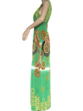 Tendance Green Meryl V Deep-cou Robe sans manches Floral Maxi Mesdames