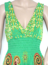 Tendance Green Meryl V Deep-cou Robe sans manches Floral Maxi Mesdames