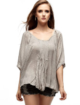 Confortable lumière grise 100 % coton Womens Blouse