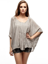 Confortable lumière grise 100 % coton Womens Blouse