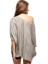 Confortable lumière grise 100 % coton Womens Blouse