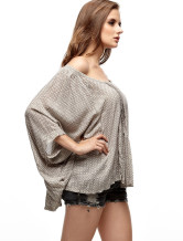 Confortable lumière grise 100 % coton Womens Blouse
