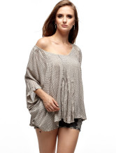 Confortable lumière grise 100 % coton Womens Blouse