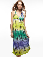 Robe longue Modern Green Printing femmes Halter 100% coton