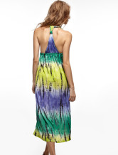 Robe longue Modern Green Printing femmes Halter 100% coton