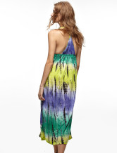 Robe longue Modern Green Printing femmes Halter 100% coton