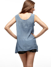 Confortable Blue femmes 100% coton Blouse