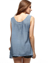 Confortable Blue femmes 100% coton Blouse
