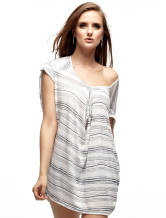 Confortable femmes blanches rayures 100% coton Blouse