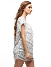 Confortable femmes blanches rayures 100% coton Blouse