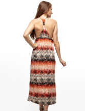Robe longue moderne Halter impression d'Orange femmes 100% coton
