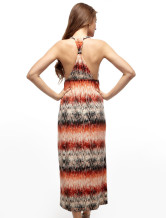 Robe longue moderne Halter impression d'Orange femmes 100% coton
