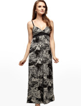 Robe Pour Femme 100% Coton Bretelle Imprimée Verte Unique 