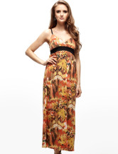 Robe longue uniques d'Orange Impression femmes jarretelles 100% coton