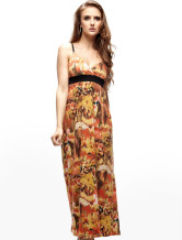 Robe longue uniques d'Orange Impression femmes jarretelles 100% coton