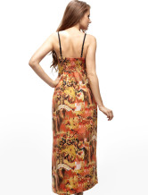 Robe longue uniques d'Orange Impression femmes jarretelles 100% coton