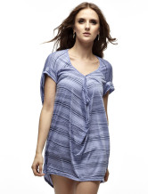 Confortable Blue Stripes femmes 100% coton Blouse