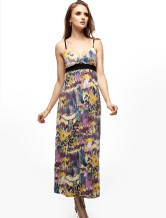 Robe longue uniques Purple Impression femmes jarretelles 100% coton
