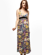 Robe longue uniques Purple Impression femmes jarretelles 100% coton