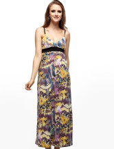 Robe longue uniques Purple Impression femmes jarretelles 100% coton