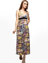 Robe longue uniques Purple Impression femmes jarretelles 100% coton