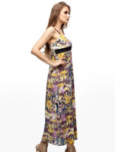 Robe longue uniques Purple Impression femmes jarretelles 100% coton