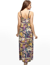 Robe longue uniques Purple Impression femmes jarretelles 100% coton