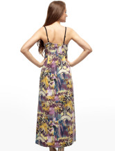 Robe longue uniques Purple Impression femmes jarretelles 100% coton