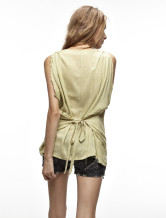 Simple et confortable Green Grass 100% coton femmes encolure ronde chemisier